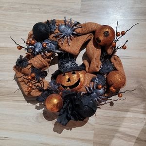 Halloween Wreath / Pumpkins, Spiders